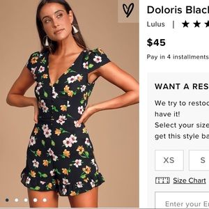 💐 Lulu’s Black, Green, yellow, pink floral romper